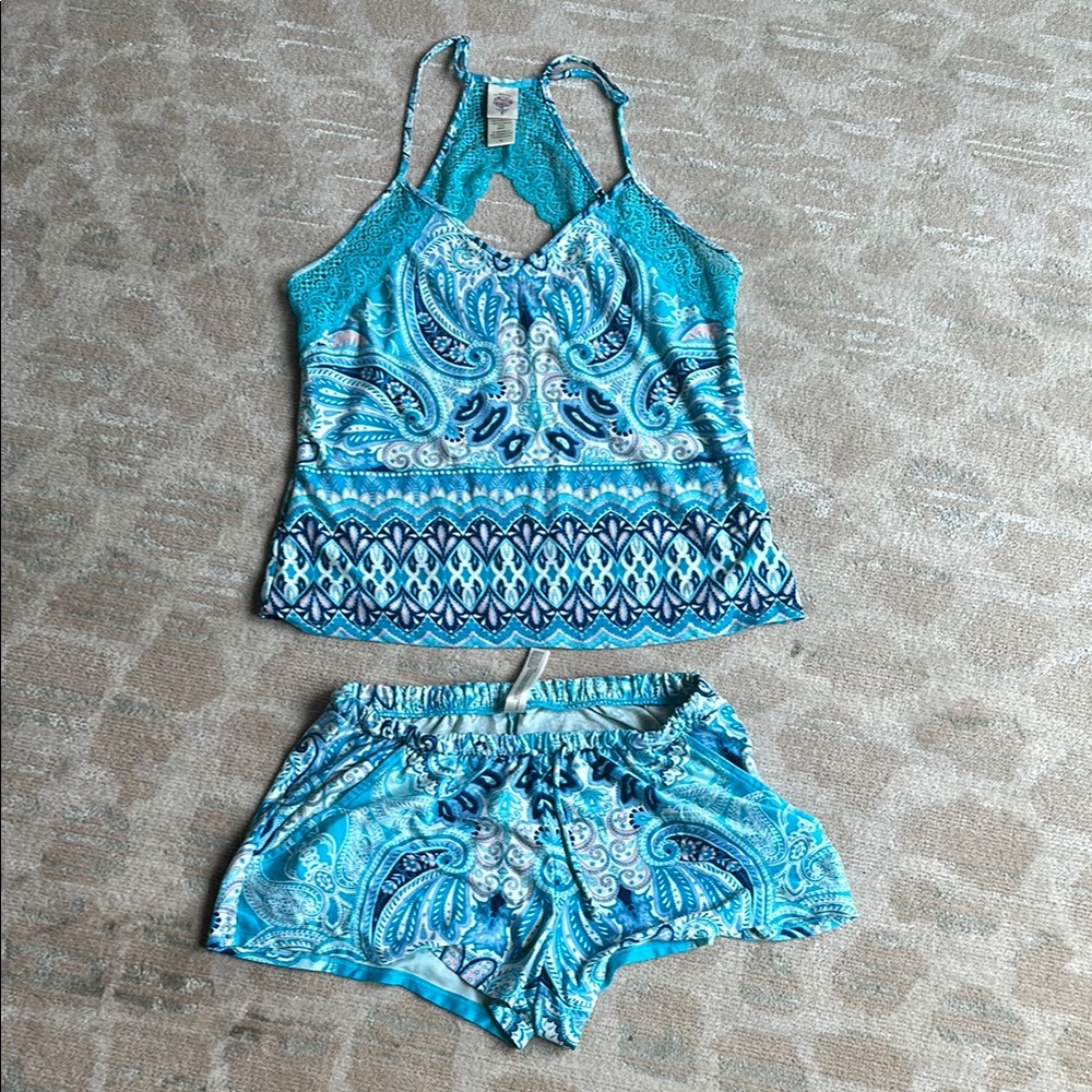 Blue Paisley Print Sleepwear Set